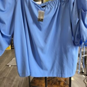 Lane Bryant Sky Blue Off-Shoulder Blouse